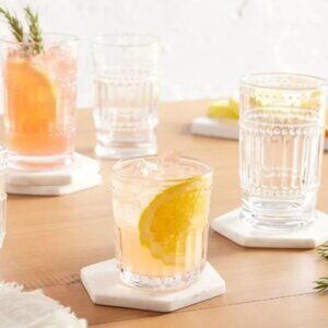 Set of 2 World Market Cost Plus clear pressed highball glasses